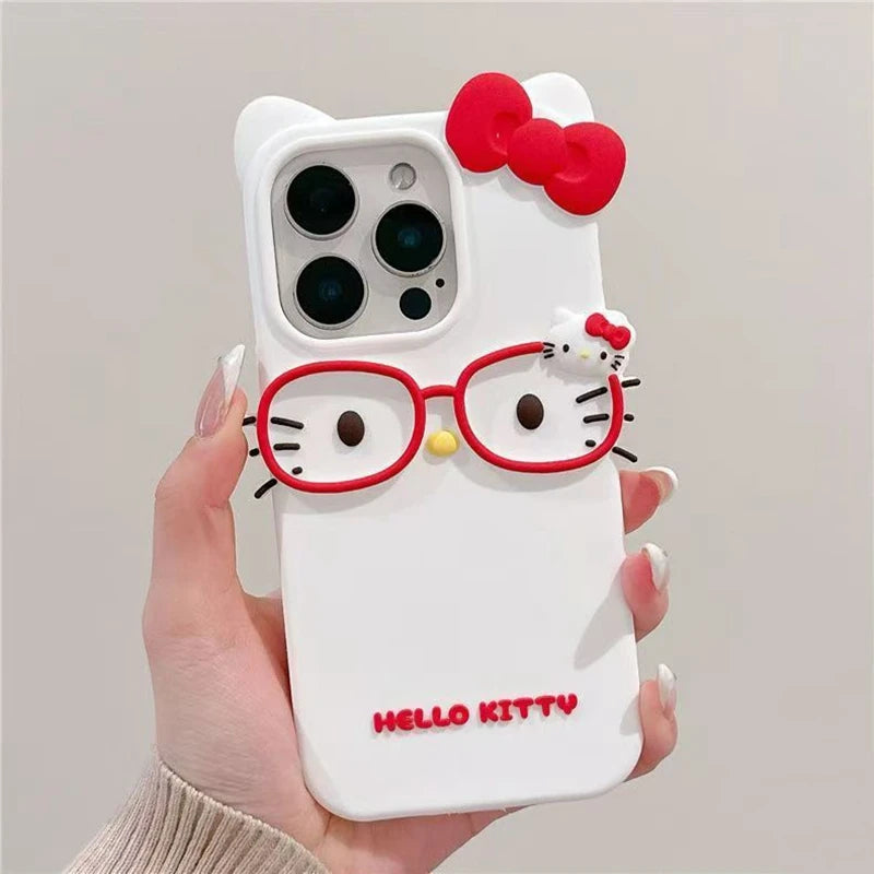 Glasses Cat Silicone Phone Case for iPhone Models