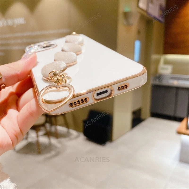 Heart Bracelet Chain Phone Case for Samsung Galaxy S24 S23 S22 S21 Ultra