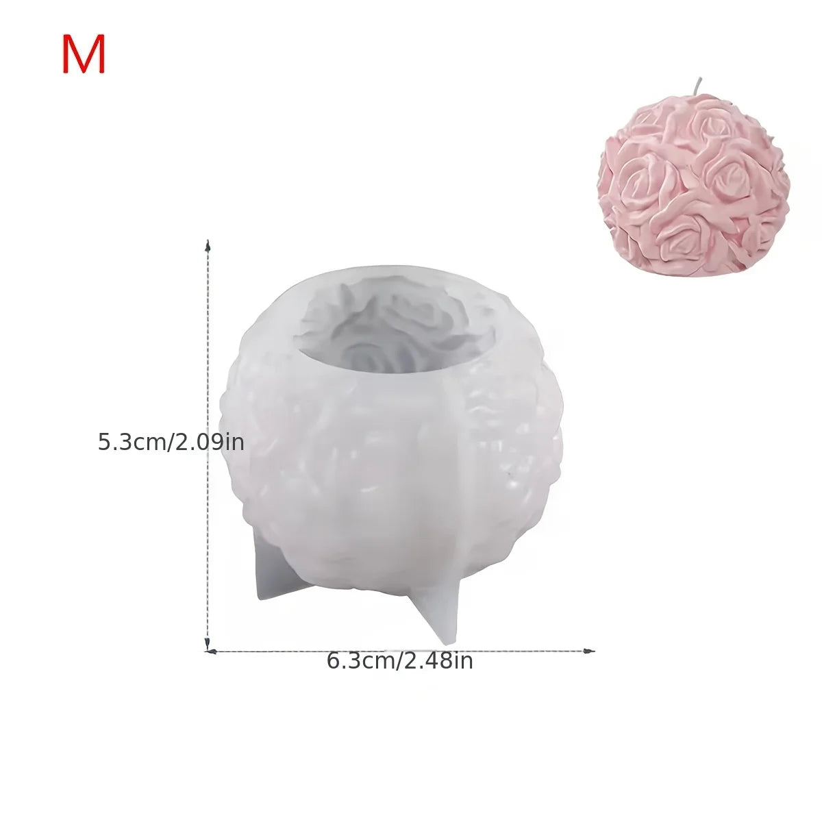 Silicone Candle Mold – 3D Rose Ball Design for DIY Candle, Resin, or Soap Crafting