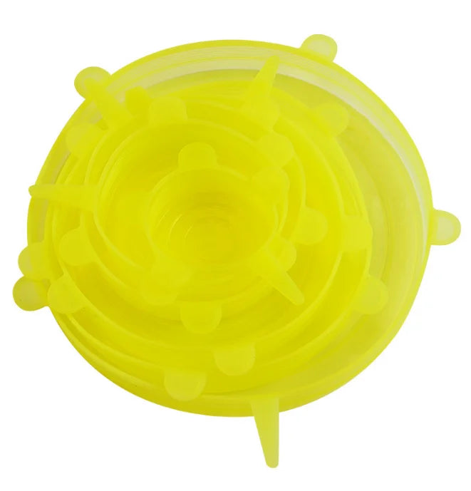 6PCS Reusable Silicone Stretch Lids – Airtight Food Covers for Bowls, Dishes & Containers