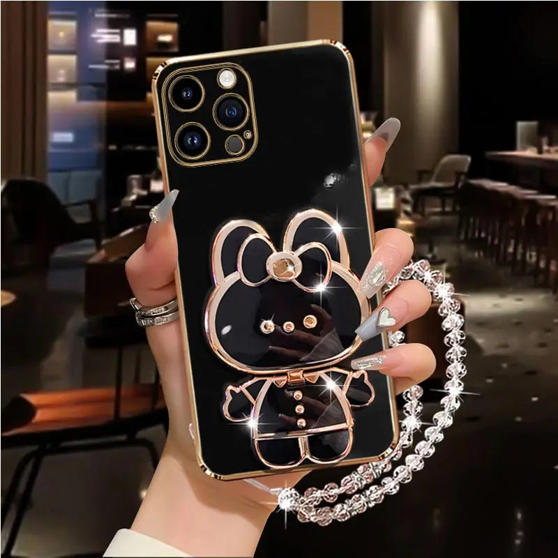 Diamond Mirror Rabbit Holder Case for iPhone