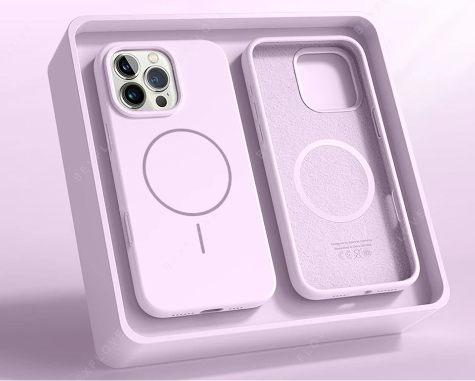 Magnetic Silicone MagSafe Case with Lanyard for iPhone