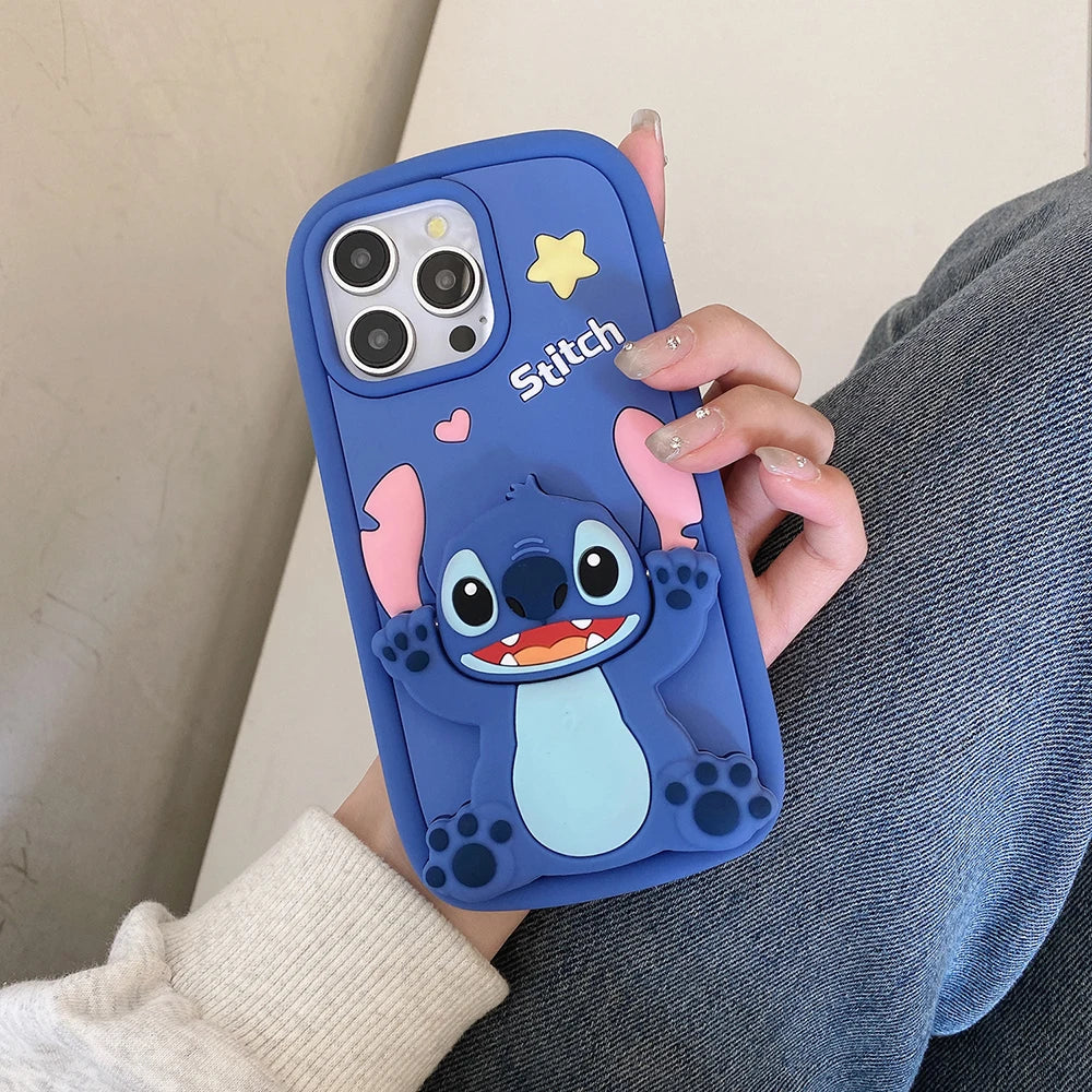 Cute 3D Stitch Cartoon Silicone Phone Case for iPhone Models