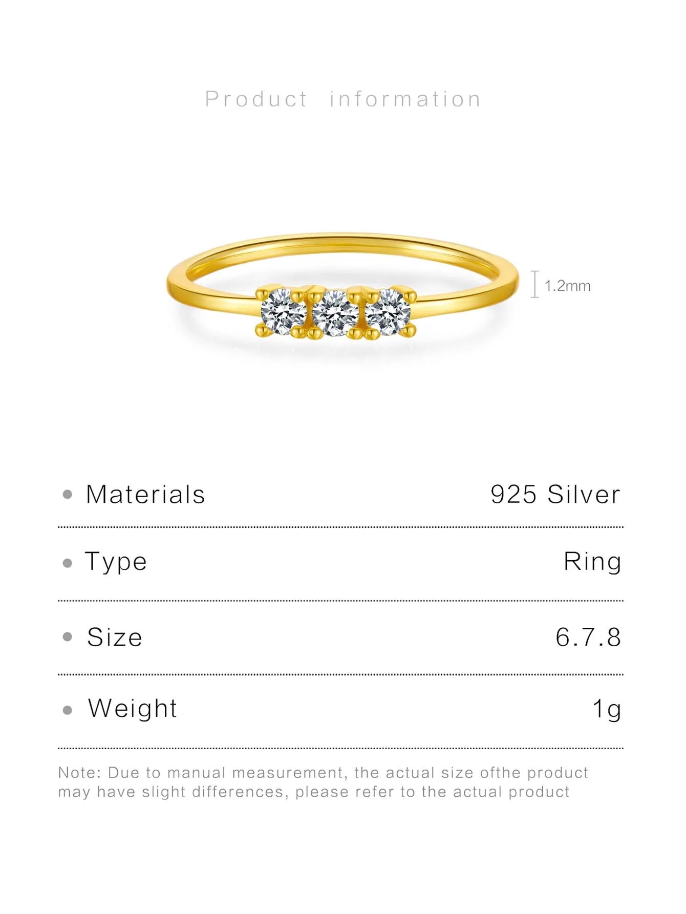 Gold Zircon Trio Ring for Women