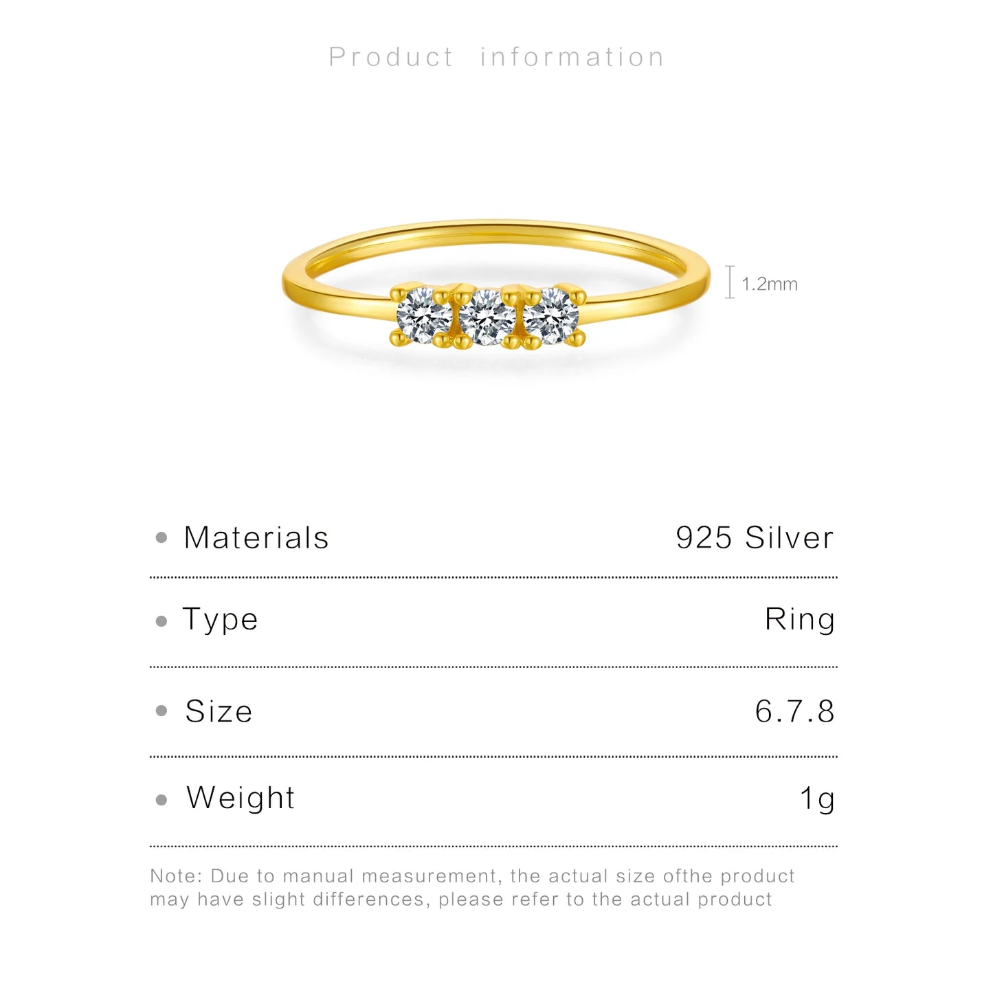 Gold Zircon Trio Ring for Women
