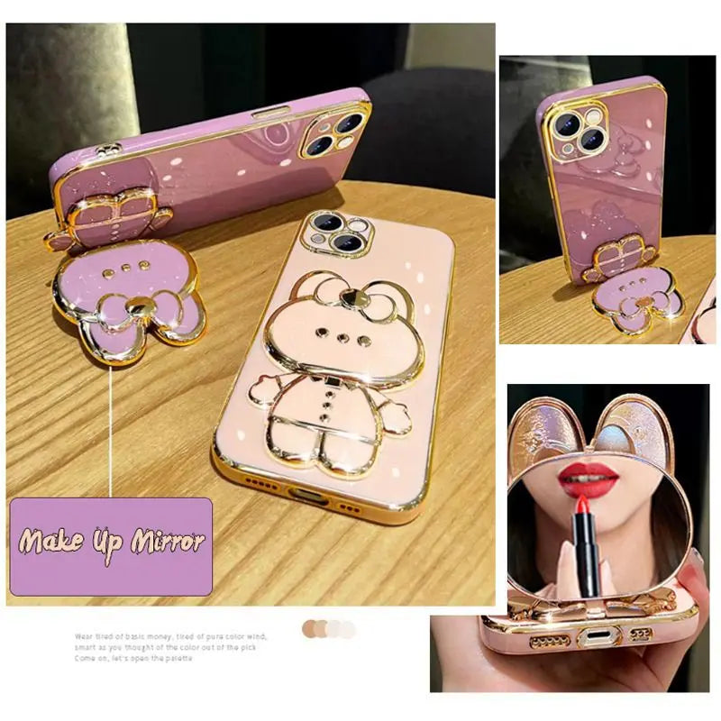 Diamond Mirror Rabbit Holder Case for iPhone