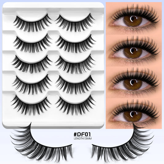 Cat Eye False Eyelashes – 5 Pairs Fluffy Full Strip Lashes