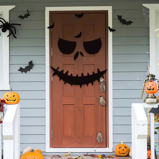 Black Halloween Door Sticker Decoration Bold, Creepy, and Perfect for Any Front Door