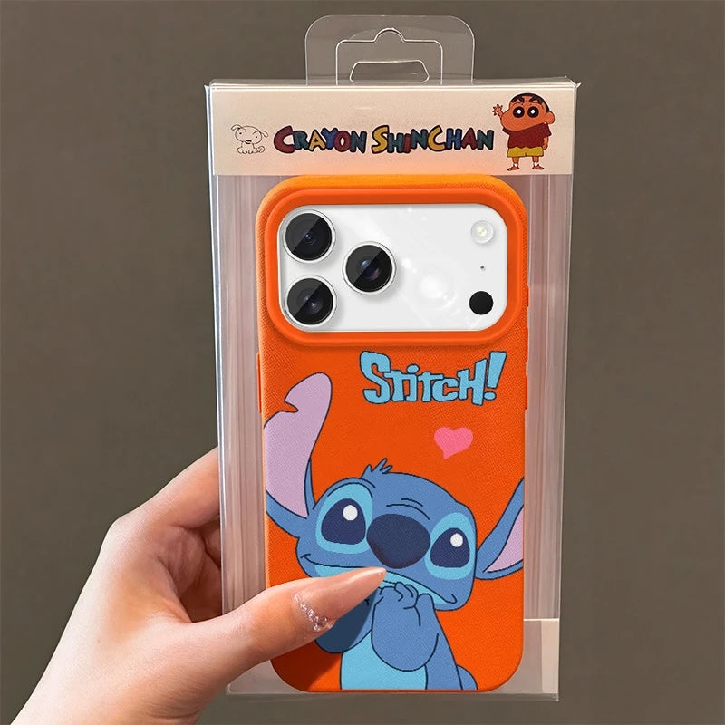 Cartoon Stitch Leather Protective Case for iPhone