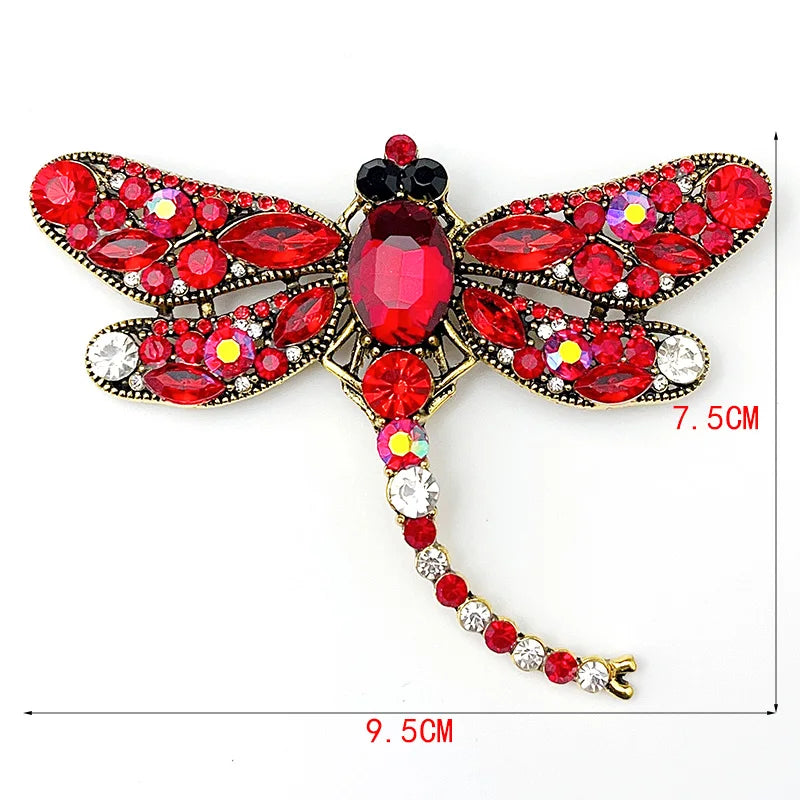 Colorful Dragonfly Rhinestone Brooch Pin for Women – Elegant Insect Jewelry Accessory