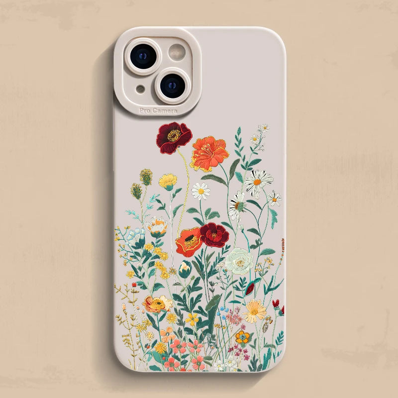 Embossed Floral Pattern Soft Case for iPhone