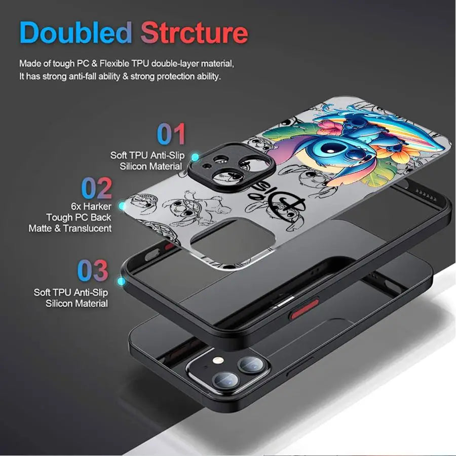 Matte Shockproof Cartoon Phone Case for iPhone – Soft Protective Cover