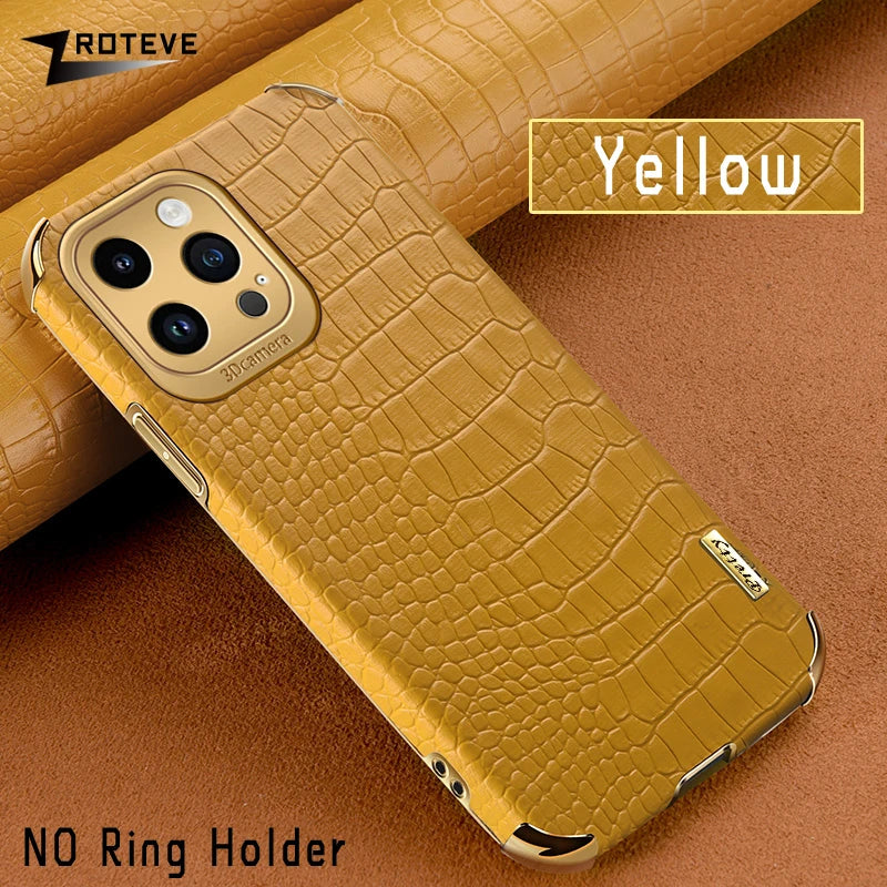 Luxury Crocodile Leather Pattern Phone Case – Gold Plating Silicone Cover