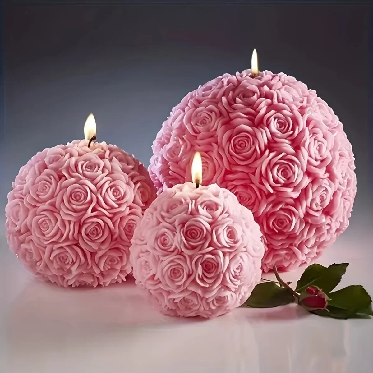 Silicone Candle Mold – 3D Rose Ball Design for DIY Candle, Resin, or Soap Crafting