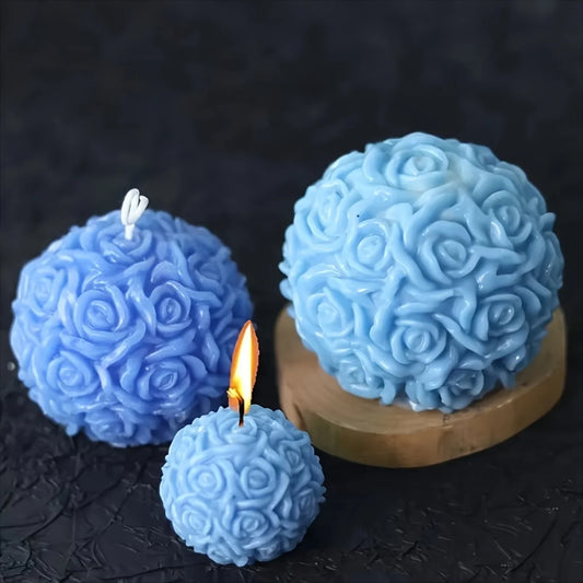 Silicone Candle Mold – 3D Rose Ball Design for DIY Candle, Resin, or Soap Crafting