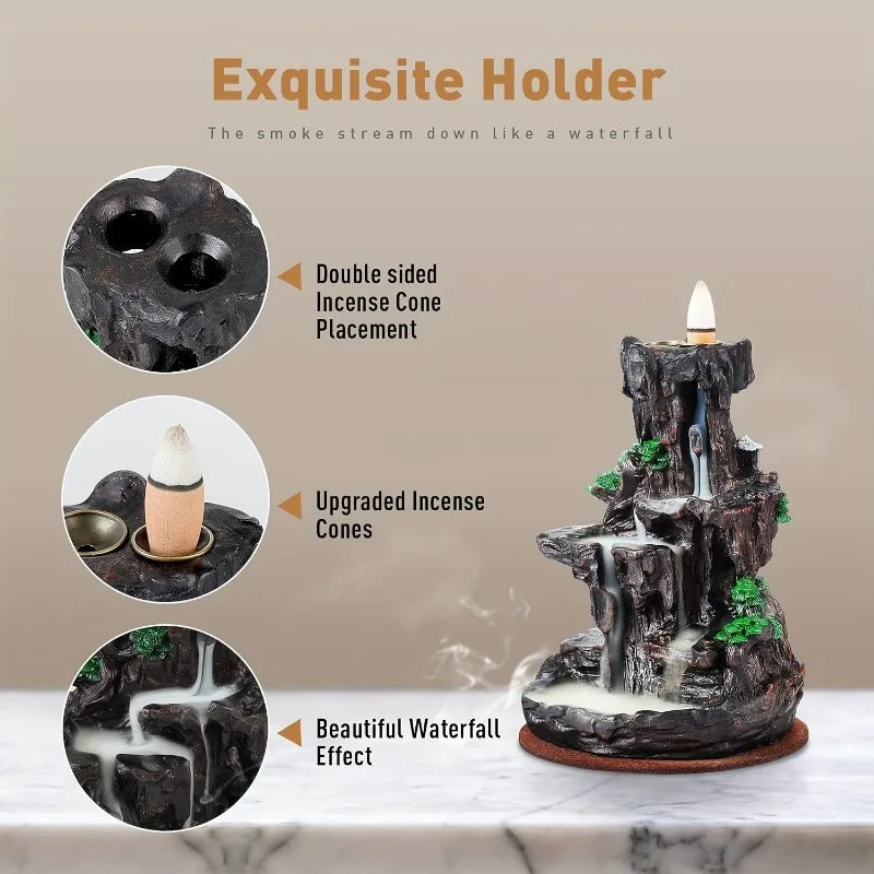Mountain Waterfall Backflow Incense Burner – Aromatherapy and Home Decor