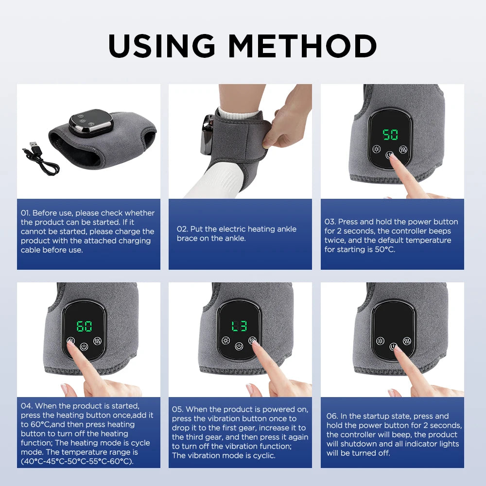 Electric Ankle & Wrist Massager – Hot Compress & Vibration Support
