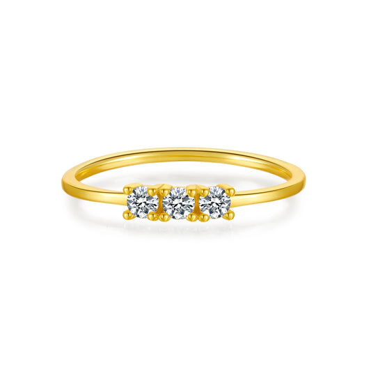 Gold Zircon Trio Ring for Women
