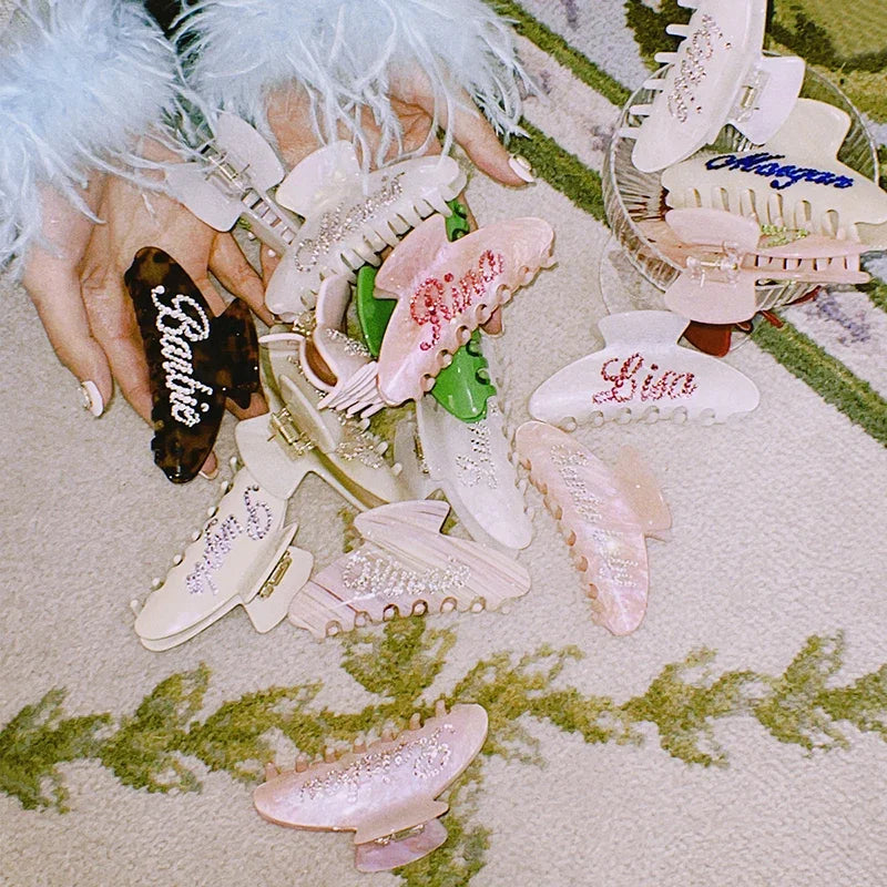 Personalized Name Hair Claw Clip for Women – Handmade Acrylic Hairpin