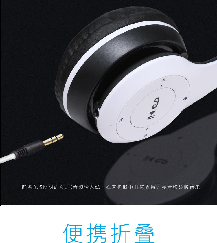 Stereo P47 Wireless Bluetooth 5.0 Headset – Foldable Sports Gaming Headphones with Mic