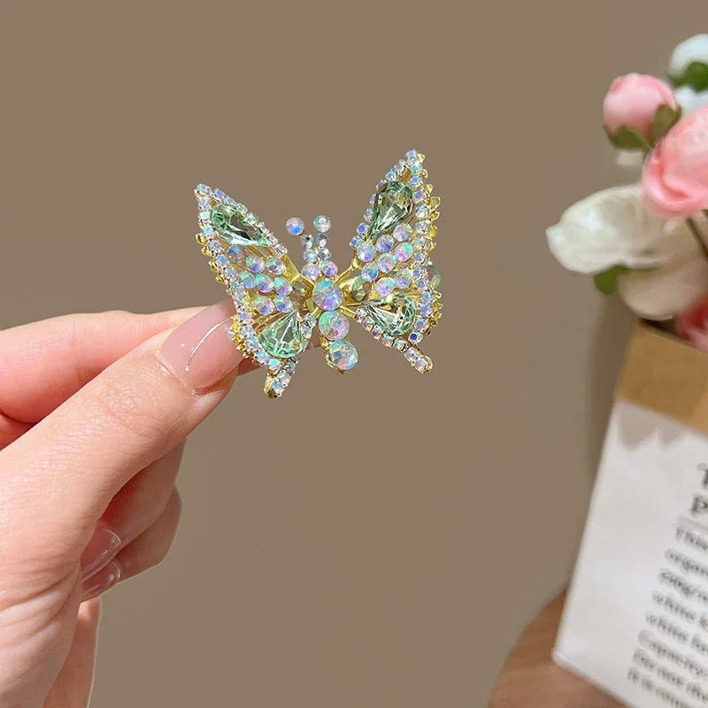 Butterfly Rhinestone Hair Clip for Women – Sparkling Crystal Barrette, Elegant Side Hairpin, Decorative Hair Accessory
