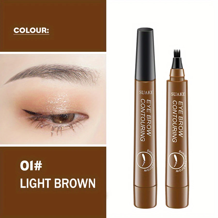 Waterproof Eyebrow Pen – Microblading 4-Tip Pencil for Natural Brows