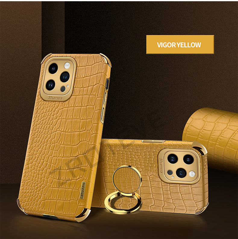 Luxury Crocodile Leather Pattern Phone Case – Gold Plating Silicone Cover