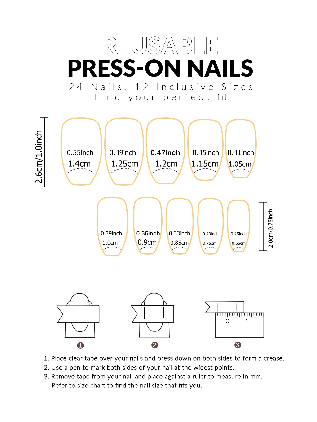 24pcs Press-On Square Fake Nails – French Tip Design