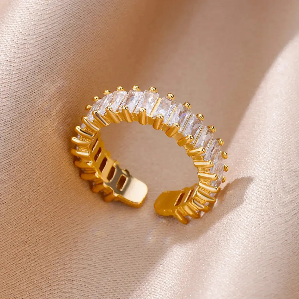 316L Stainless Steel Gold Rings – Luxury Adjustable Women’s Jewelry