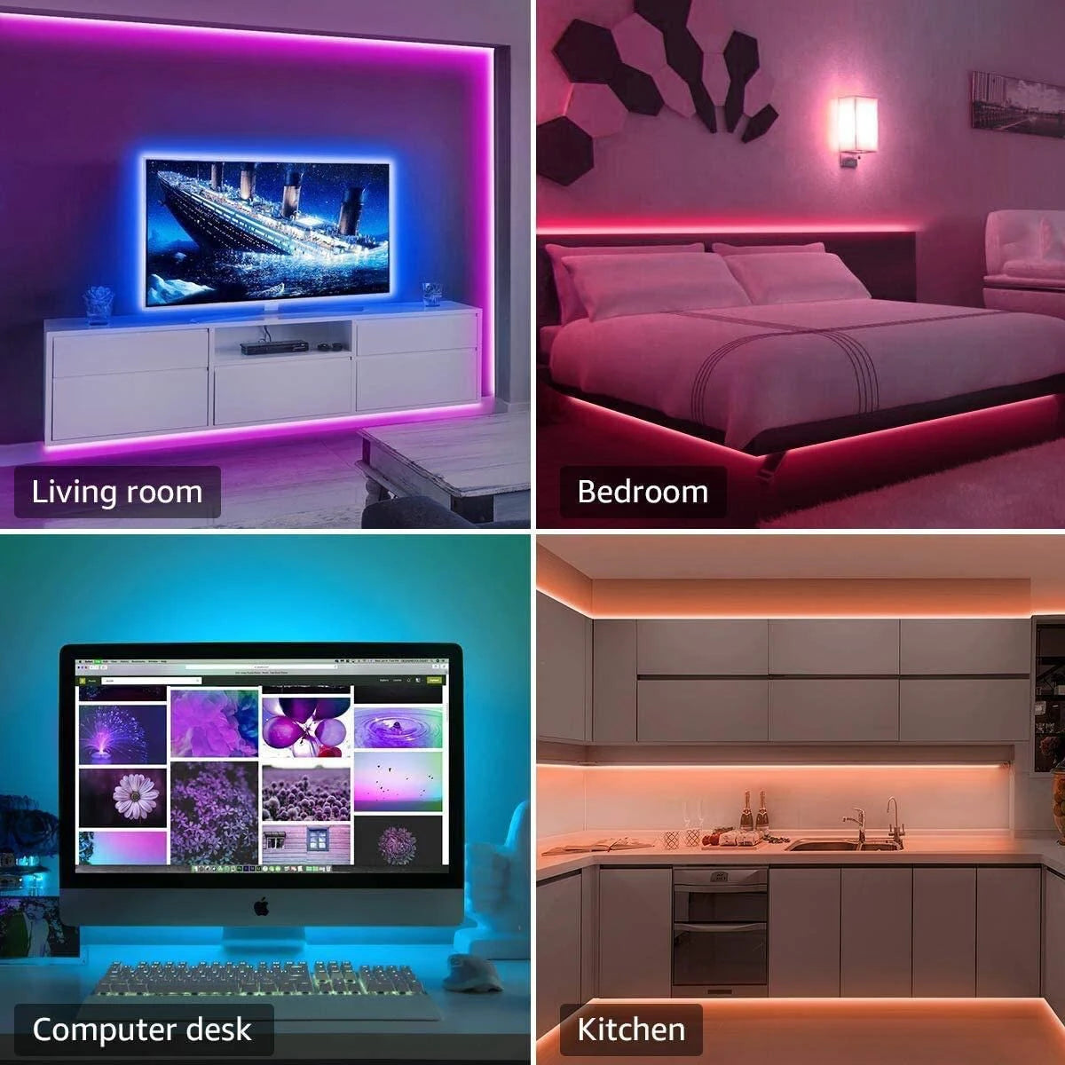 RGB LED Strip Lights with Remote Control – Color Changing Light Strips for Bedroom, TV, and Party Decor