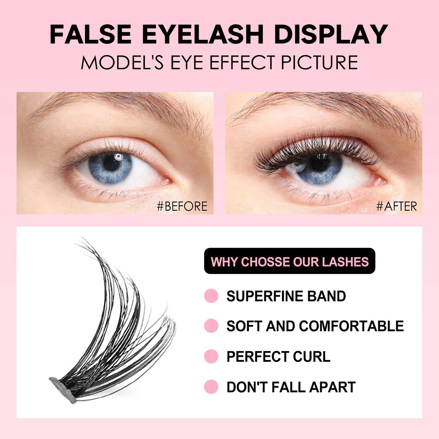 DIY Eyelash Extension Kit – 200 PCS Lash Clusters with Bond & Seal
