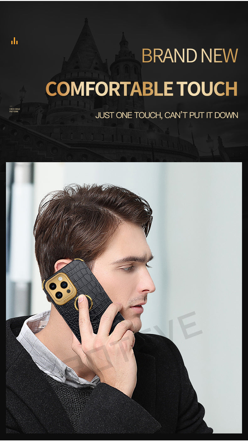 Luxury Crocodile Leather Pattern Phone Case Gold Plating Silicone Cover