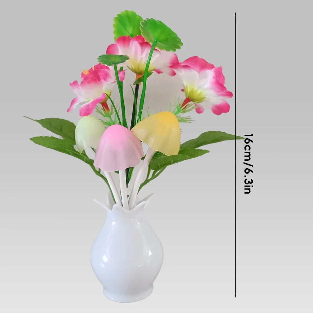 LED Rose Flower Night Light – Auto Sensor Mushroom Lamp for Cozy Home Decor