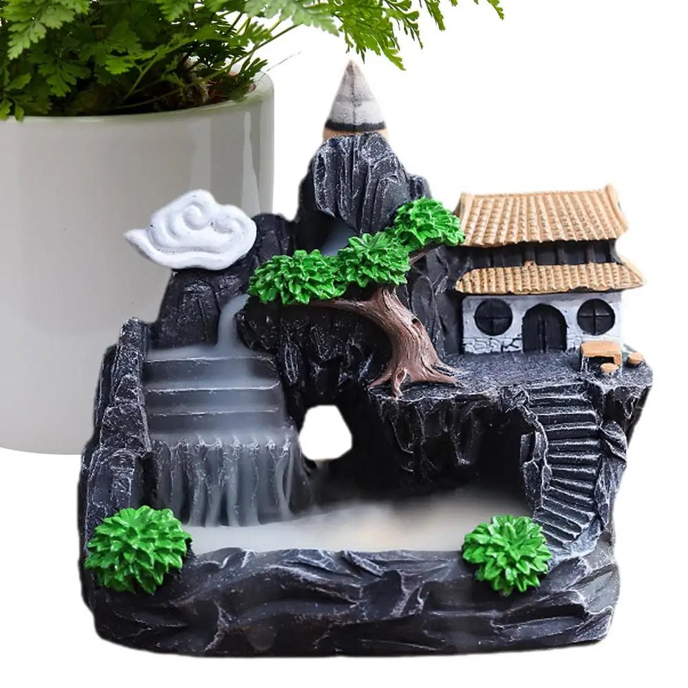Waterfall Incense Burner – Mountain River Backflow Holder for Home Decor