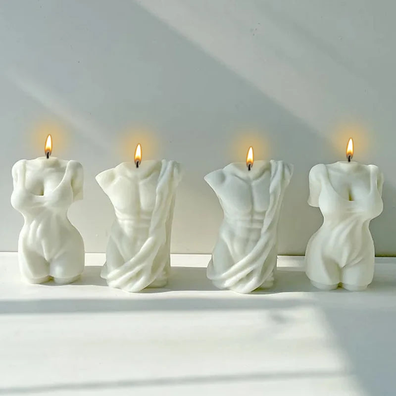 Adonis Sculpture Torso Mold – Male Body Silicone Mold for DIY Candle, Resin, or Plaster Crafting