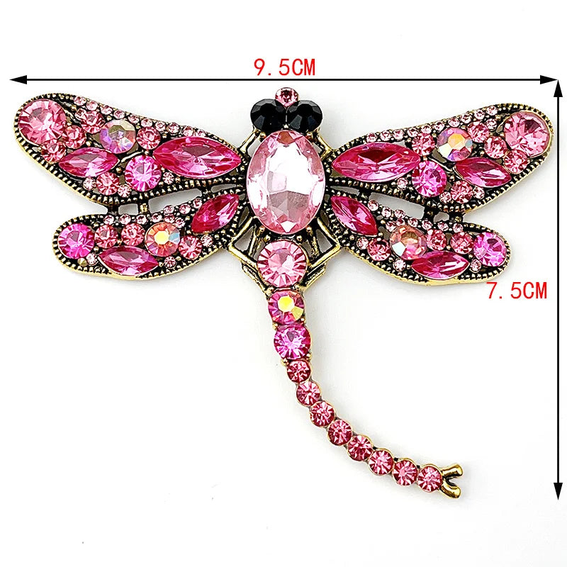 Colorful Dragonfly Rhinestone Brooch Pin for Women – Elegant Insect Jewelry Accessory