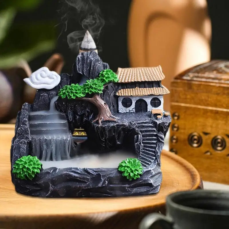 Waterfall Incense Burner – Mountain River Backflow Holder for Home Decor