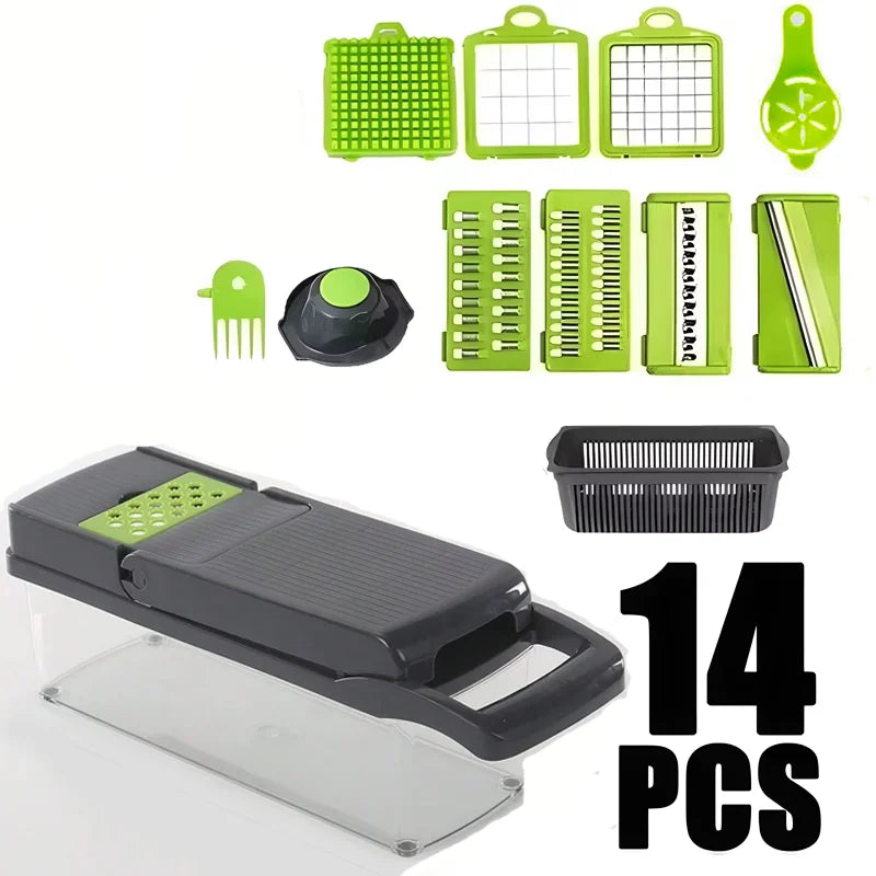 14-in-1 Vegetable Cutter – Multi-Function Slicer, Grater & Chopper