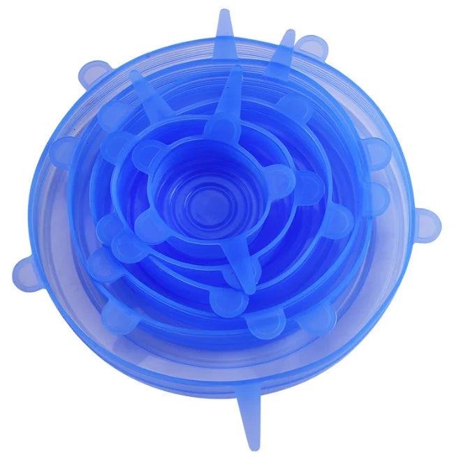 6PCS Reusable Silicone Stretch Lids – Airtight Food Covers for Bowls, Dishes & Containers