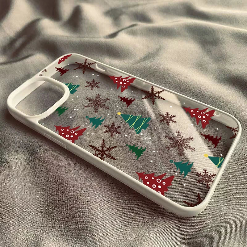 Christmas Tree Snowman Clear Case for iPhone – Shockproof Soft TPU Cover