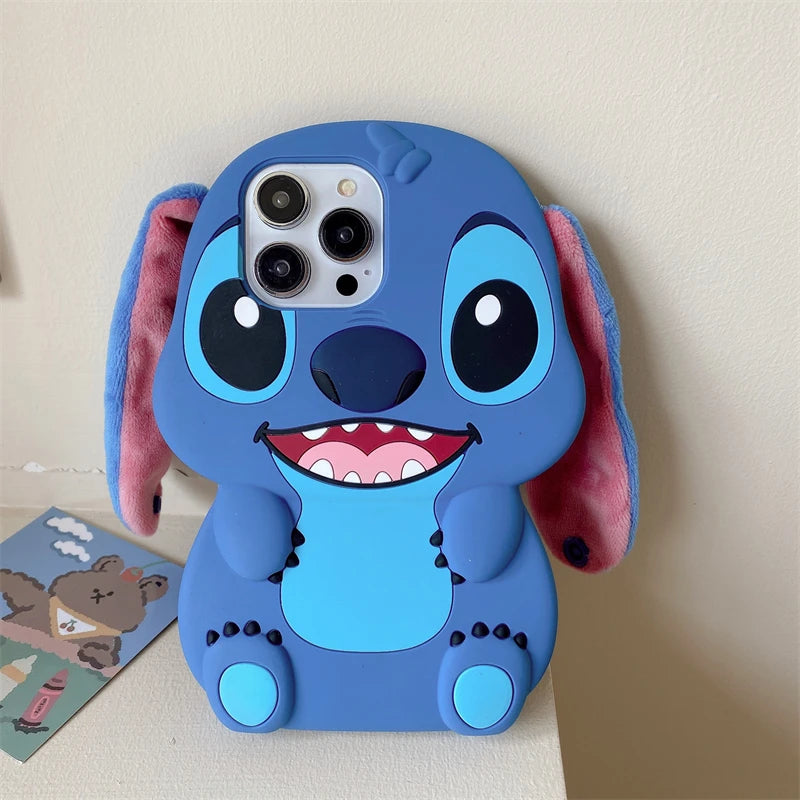 Cute 3D Stitch Cartoon Silicone Phone Case for iPhone Models