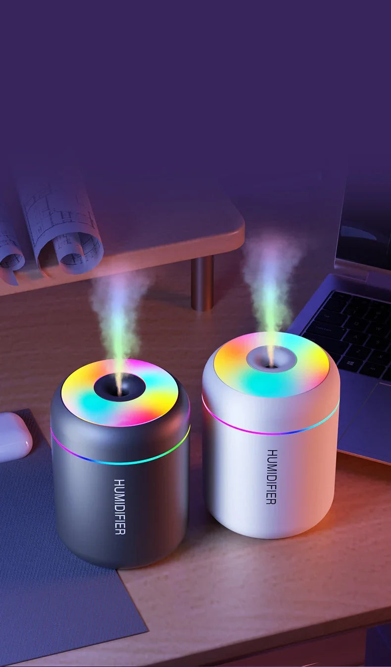 180ML Mini USB Air Humidifier with LED Lights – Portable Aroma Diffuser & Essential Oil Purifier