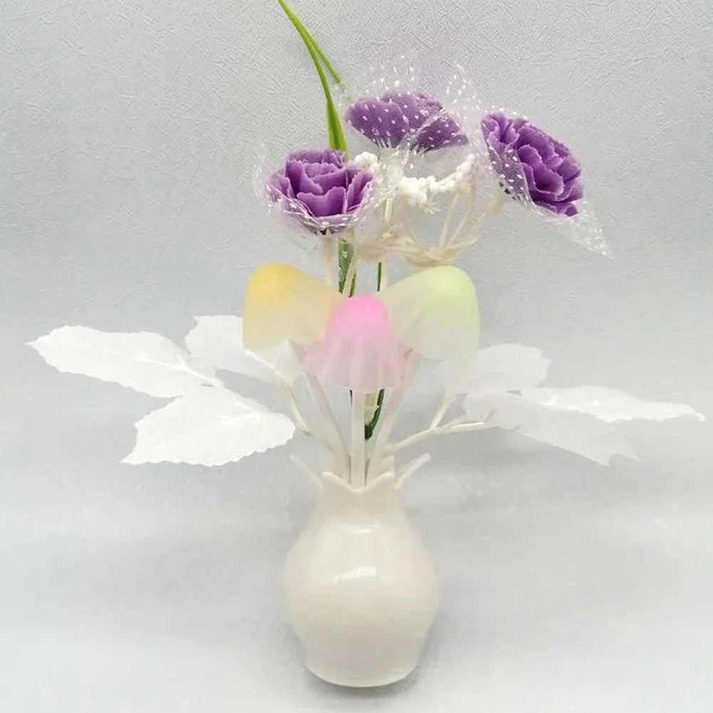 LED Rose Flower Night Light – Auto Sensor Mushroom Lamp for Cozy Home Decor