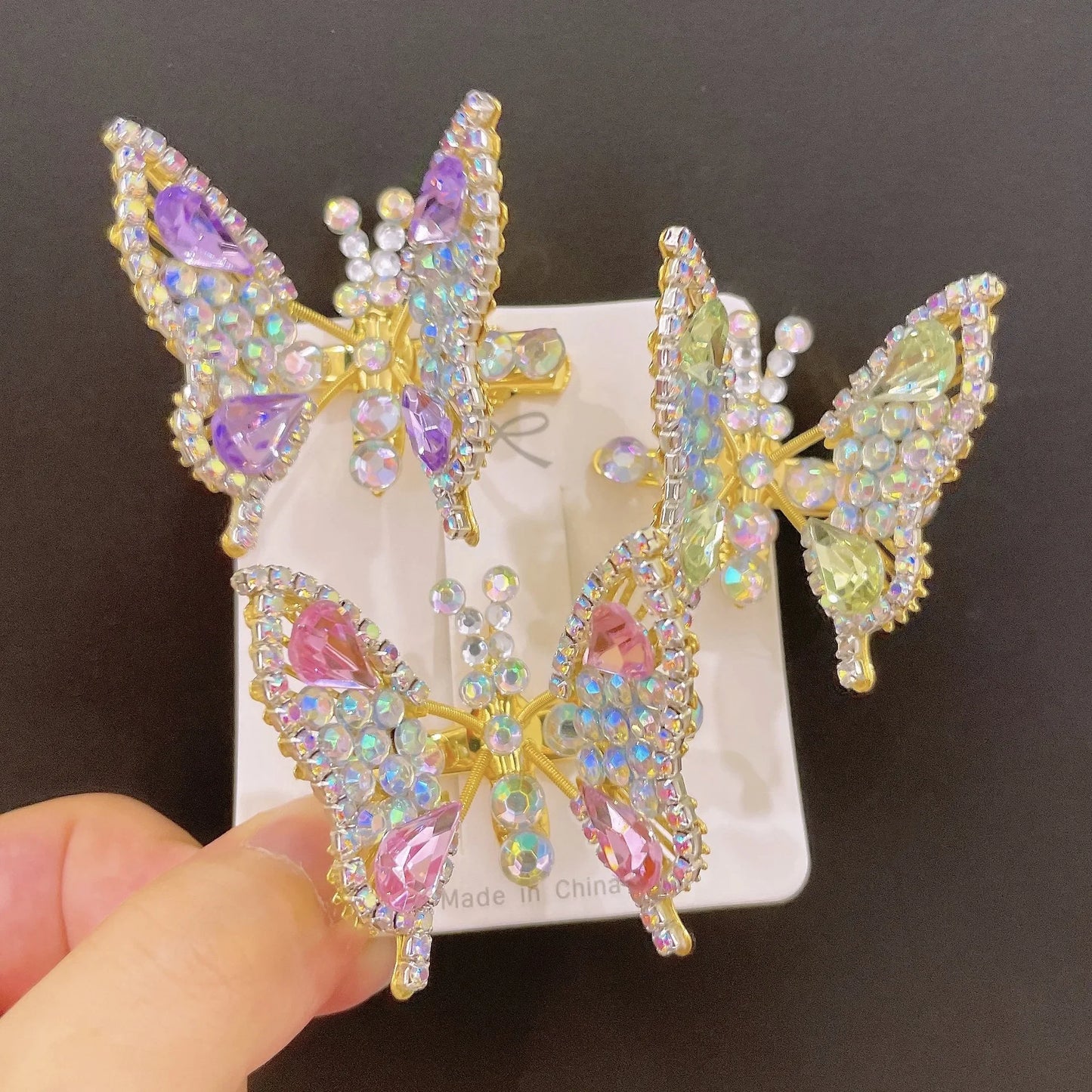 Butterfly Rhinestone Hair Clip for Women – Sparkling Crystal Barrette, Elegant Side Hairpin, Decorative Hair Accessory