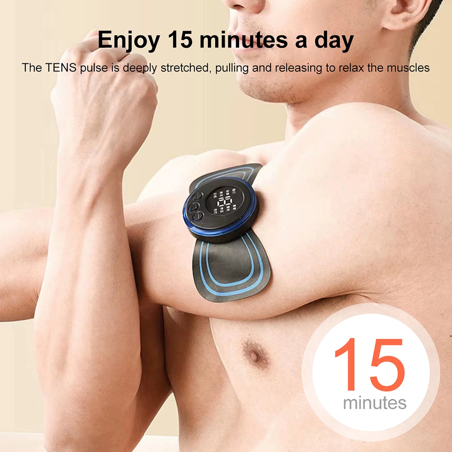 Mini Electric EMS Neck Massager – 8 Modes, 19 Intensity Levels for Pain Relief & Relaxation