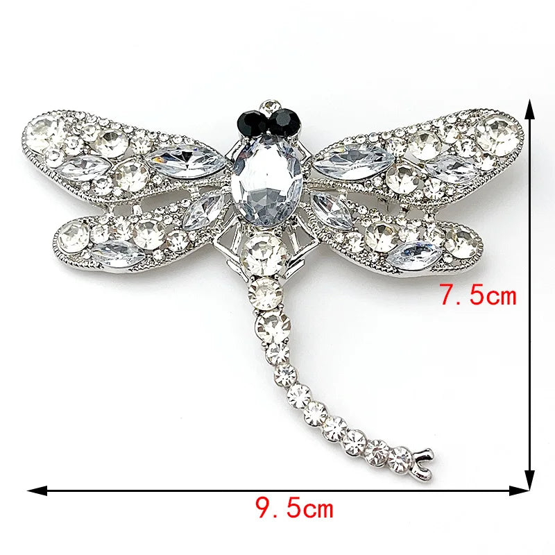 Colorful Dragonfly Rhinestone Brooch Pin for Women – Elegant Insect Jewelry Accessory