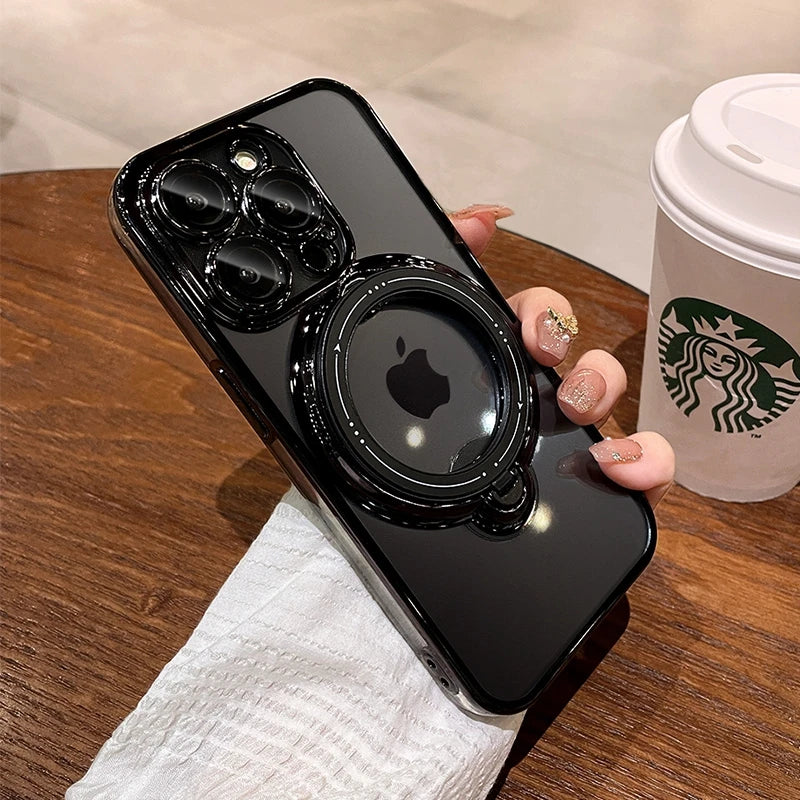 MagSafe Case for iPhone – Transparent Magnetic Ring Holder Shockproof Cover