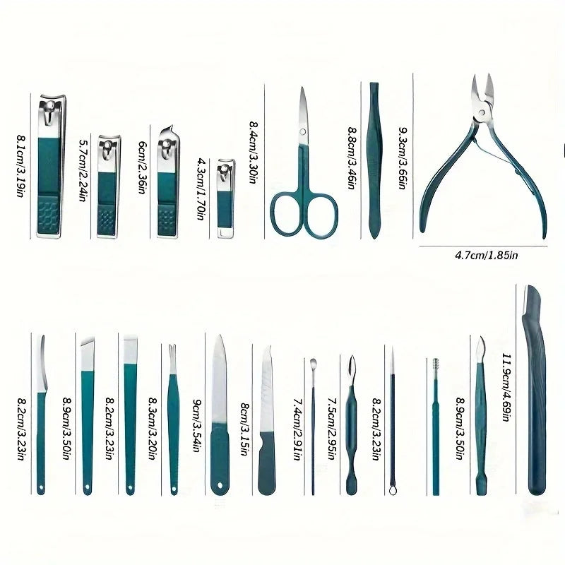 Professional Nail Care Kit – 7/10/12/18 Piece Stainless Steel Manicure & Pedicure Set with Travel Case