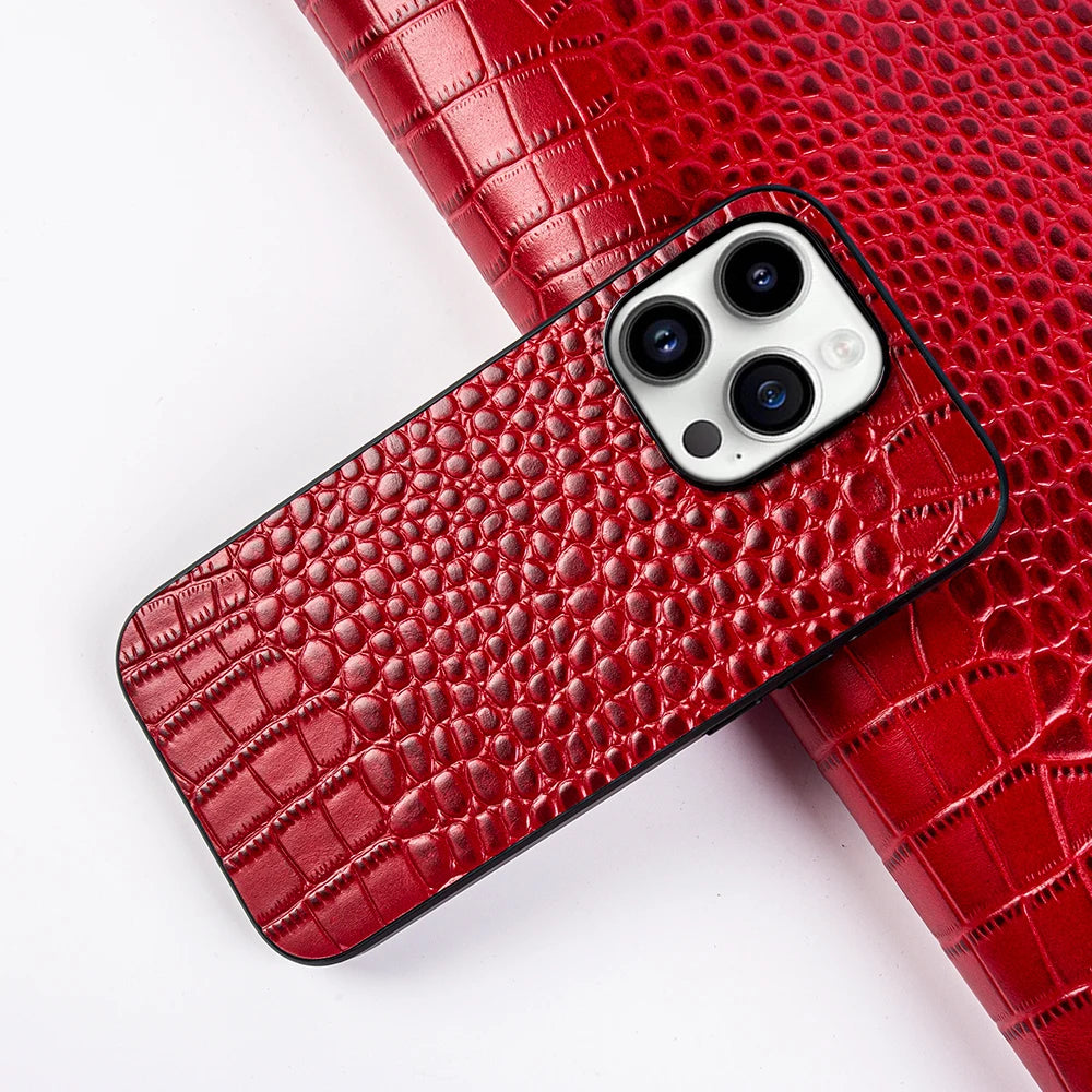 Genuine Leather Alligator Pattern Case for iPhone