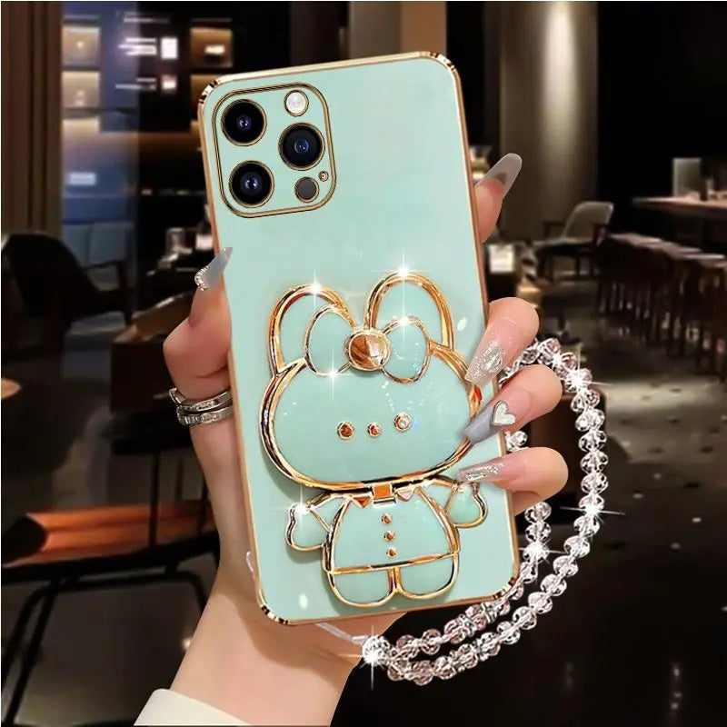 Diamond Mirror Rabbit Holder Case for iPhone